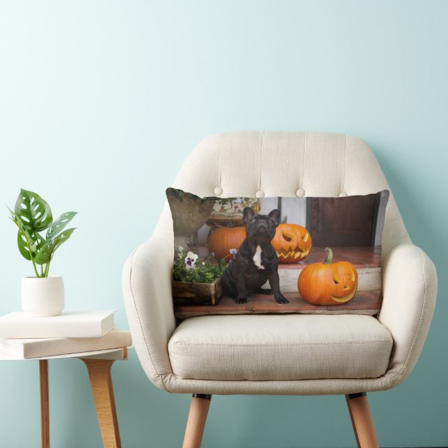 Coussin Rectangle Animaux de bébés cutest | French Bulldog Halloween (Chaise)
