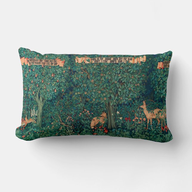Coussin Rectangle Animaux forestiers, Renard verdoyant, Doe, Hares,  (Recto)