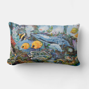 Coussin Rectangle Animaux marins colorés