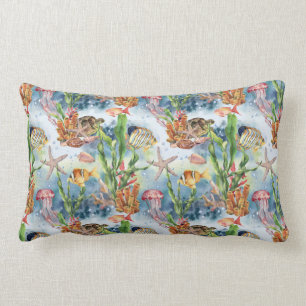 Coussin Rectangle Animaux marins Corail Reef Poisson Jellyfish Aalgu
