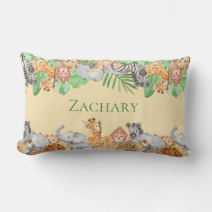 Coussin Rectangle Animaux Mignons Zèbre Girafe Éléphant Singe Nom