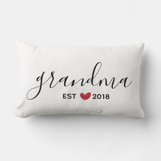 Coussin Rectangle Année établie par grand-mère rouge de coeur (Recto)