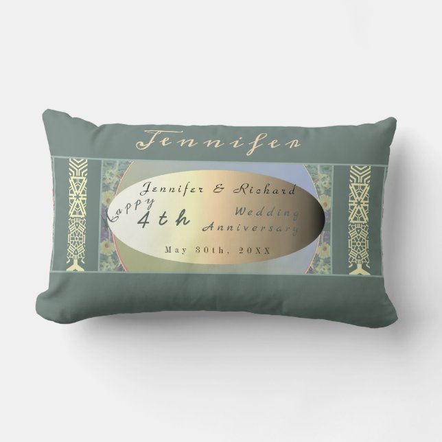 Coussin Rectangle Anniversaire du Mariage Fleur sauvage personnalisé (Recto)