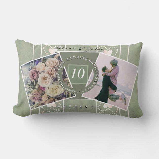 Coussin Rectangle Anniversaire personnalisé 2 Photos+   ModèlesToile (Recto)