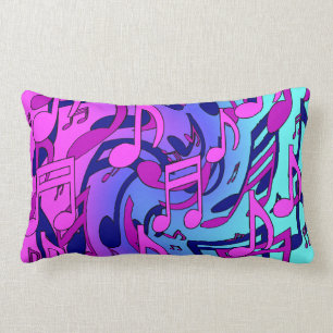 Coussin Rectangle Aqua bleu pourpre de beau de musique rose animé d