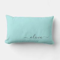 Aqua Blue Turquoise Girl Script Monogramme Nom Mod
