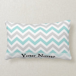 Coussin Rectangle Aqua et motif gris de chevron