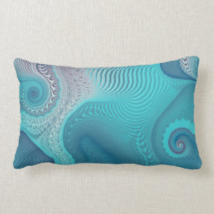 Coussin Rectangle Aqua et Taupe Tourbillons océaniques Abstraits
