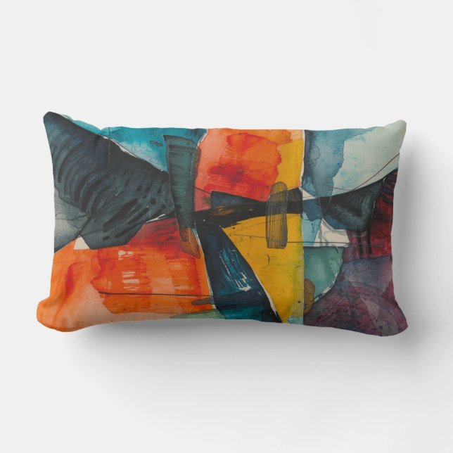Coussin Rectangle Aquarelle abstrait vintage (Recto)