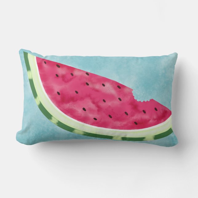Coussin Rectangle Aquarelle amusante Watermelon tranche lombaire (Recto)