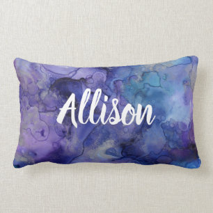Coussin Rectangle Aquarelle bleu violet Ado chambre chambre fille Mo