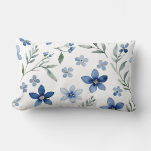 Coussin Rectangle Aquarelle bleue Floral