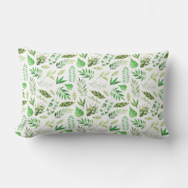 Coussin Rectangle Aquarelle botanique Feuilles tropicaux (Recto)