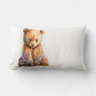 Coussin Rectangle Aquarelle Brown ours bébé, assise Cute ours bébé