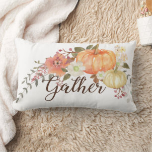 Coussin Rectangle Aquarelle Citrouille Florale Nom de famille Rassem