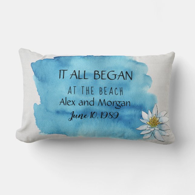 Coussin Rectangle aquarelle éclaboussée sur bois romance (Recto)