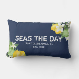 Coussin Rectangle Aquarelle marine Nom du bateau citron
