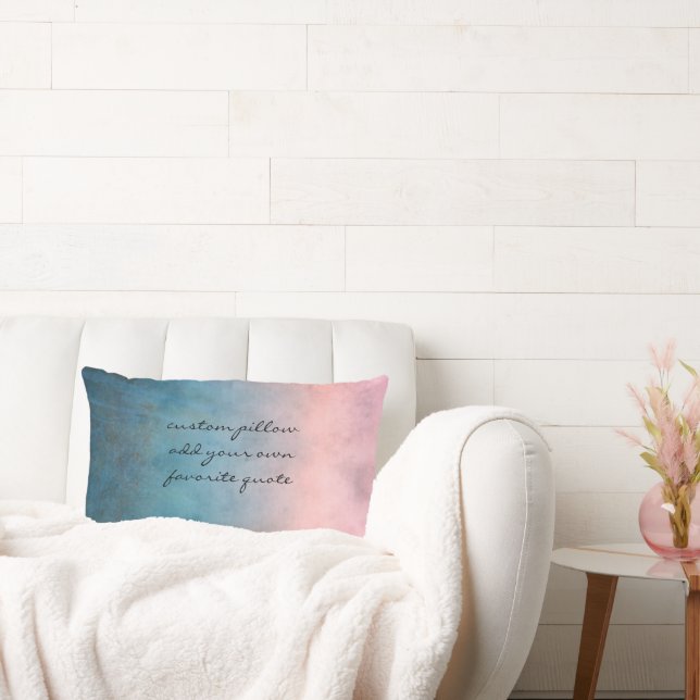 Coussin Rectangle aquarelle ombre ajouter texte rose et turquoise (Canapé)