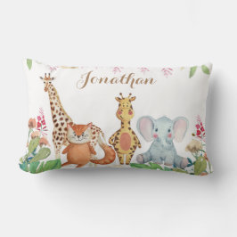 Coussin Rectangle Aquarelle personnalisée vert de la pouponnière cad