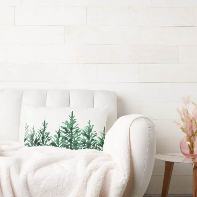 Coussin Rectangle Aquarelle Pine Arbres (Canapé)