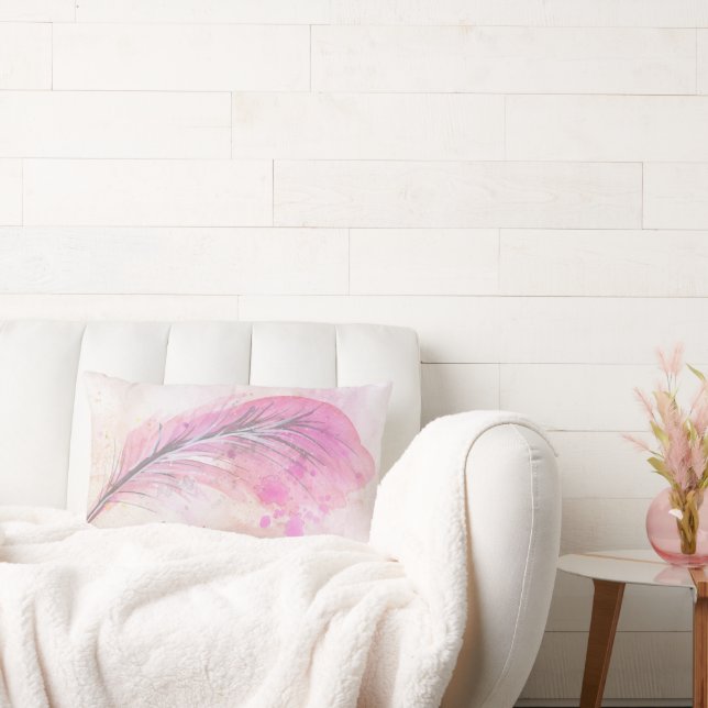 Coussin Rectangle Aquarelle rose fille Abstraite avec nom (Canapé)