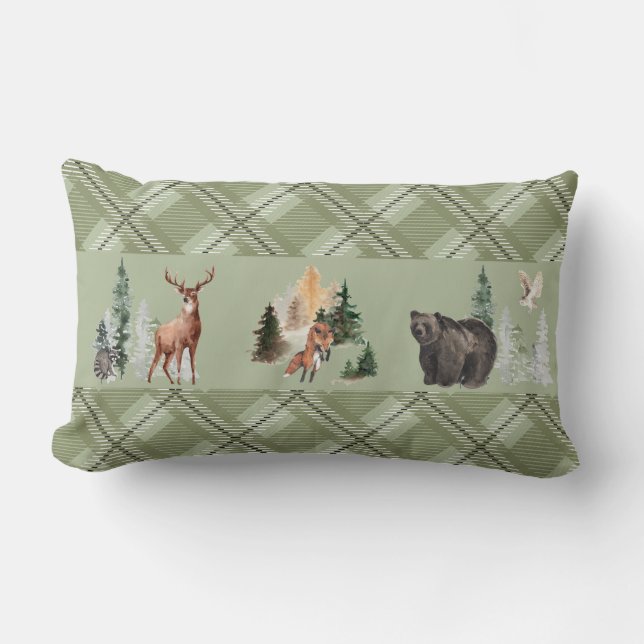 Coussin Rectangle Aquarelle Russe Plaid Forêt de bois (Recto)