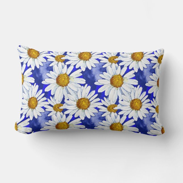 Coussin Rectangle Aquarelle sur Denim Blue (Recto)