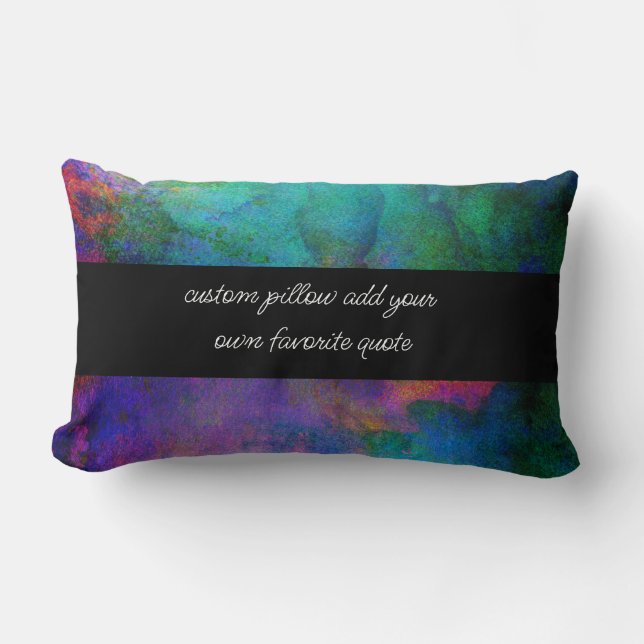 Coussin Rectangle aquarelle turquoise et violette personnalisé ajout (Recto)