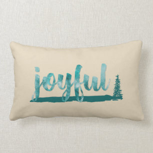 Coussin Rectangle Aquarelle Turquoise tendance Joyful Brush Script