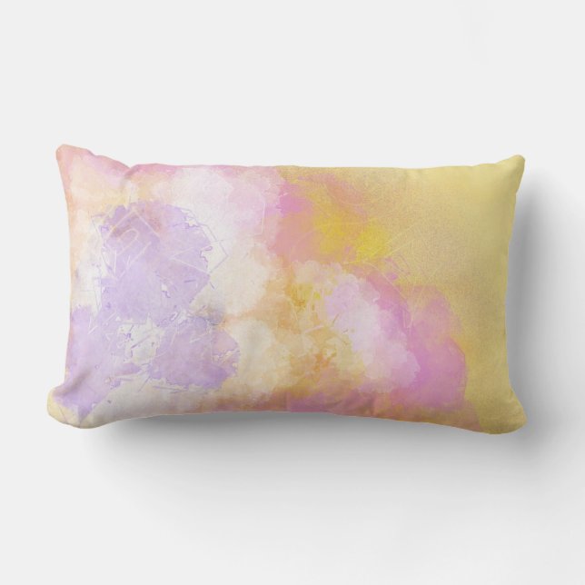 Coussin Rectangle Aquarelles abstraites - arrière - plan orange (Recto)