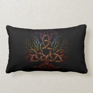 Coussin Rectangle Arbre de la vie coloré avec Triquetra