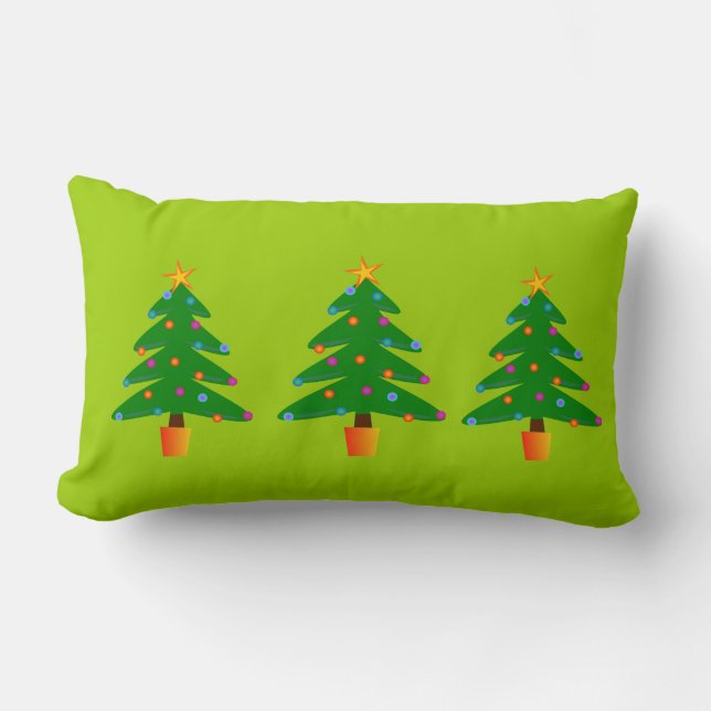 Coussin Rectangle Arbre de Noël Festif Vert (Recto)