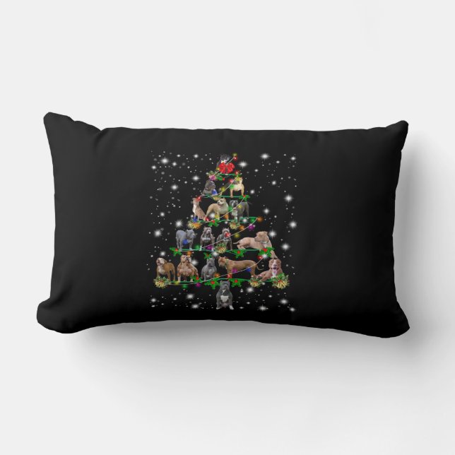 Coussin Rectangle Arbre De Noël Pitbull Couvert D'Une Lampe De Feu (Recto)