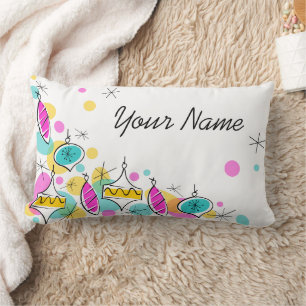 Coussin Rectangle Arbre rétro Baubles Corner Nom lombaire