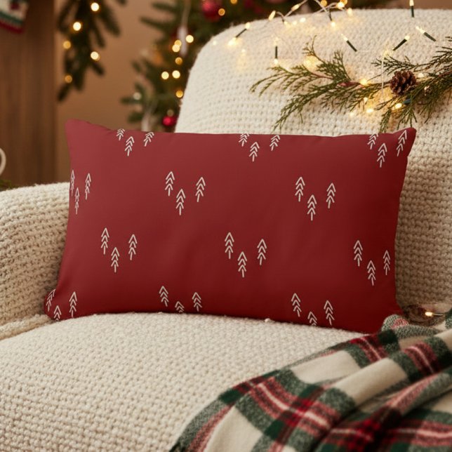 Coussin Rectangle Arbres de Noël en rouge et blanc (christmas pillow red)