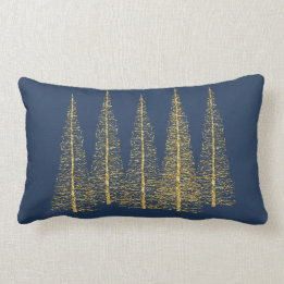 Coussin Rectangle Arbres d'or sur le carreau lombaire bleu