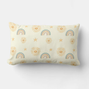 Coussin Rectangle Arc en ciel et soleil motif bébé