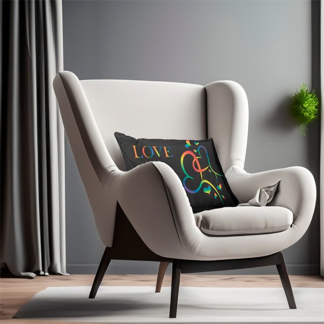 Coussin Rectangle Arc en ciel Fierté Valentine Jeu d'oreiller (Créateur téléchargé)