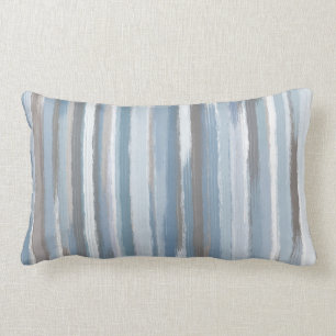 Coussin Rectangle Ardoise Bleu Taupe Abstrait Rayures Lancer Oreille