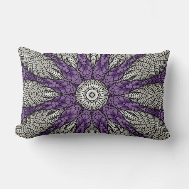 Coussin Rectangle Argent et abrégé sur pourpre (Recto)