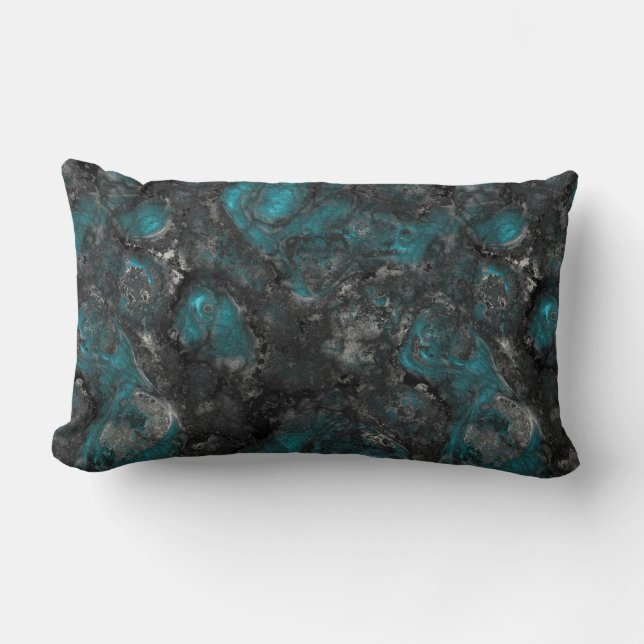 Coussin Rectangle Argent et Turquoise (Recto)
