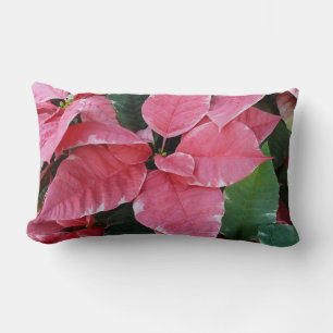 Coussin Rectangle Argent Star Marbre Poinsettias Pink Holiday Floral