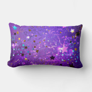 Coussin Rectangle Arrière - plan de feuille violet avec étoiles