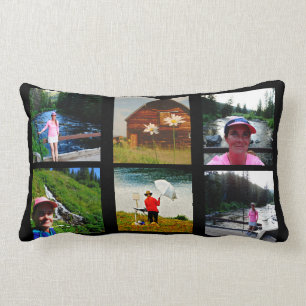 Coussin Rectangle Arrière - plan de noir de collage d'Instagram de