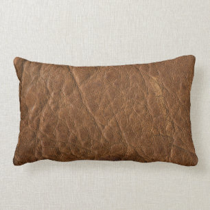 Coussin Rectangle Arrière - plan en cuir de texture bronzé par brun