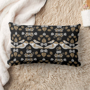 Coussin Rectangle Art abstrait moderne géométrique oiseau doré
