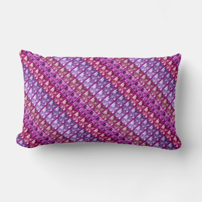 Coussin Rectangle Art de fougère/bleu de bande Diag de photo/coussin (Recto)