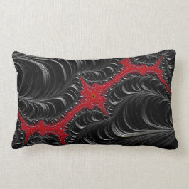 Coussin Rectangle Art de fractale carreau rouge/noir de Lumbar