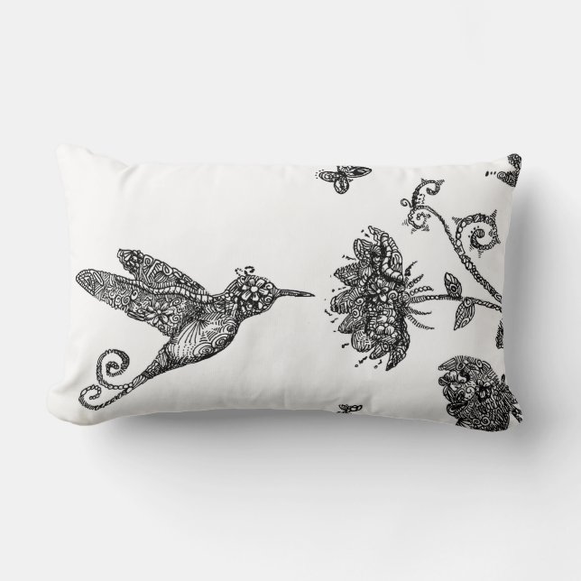 Coussin Rectangle Art de griffonnage d'oiseau de ronflement (Recto)