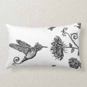 Coussin Rectangle Art de griffonnage d'oiseau de ronflement